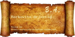 Berkovits Arisztid névjegykártya
